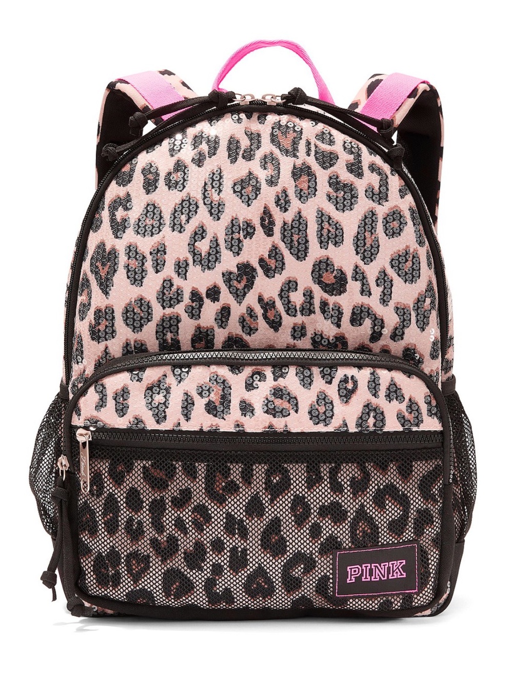 (Inventory 70) PINK Victoria's Secret Sequin Campus Leopard Backpack